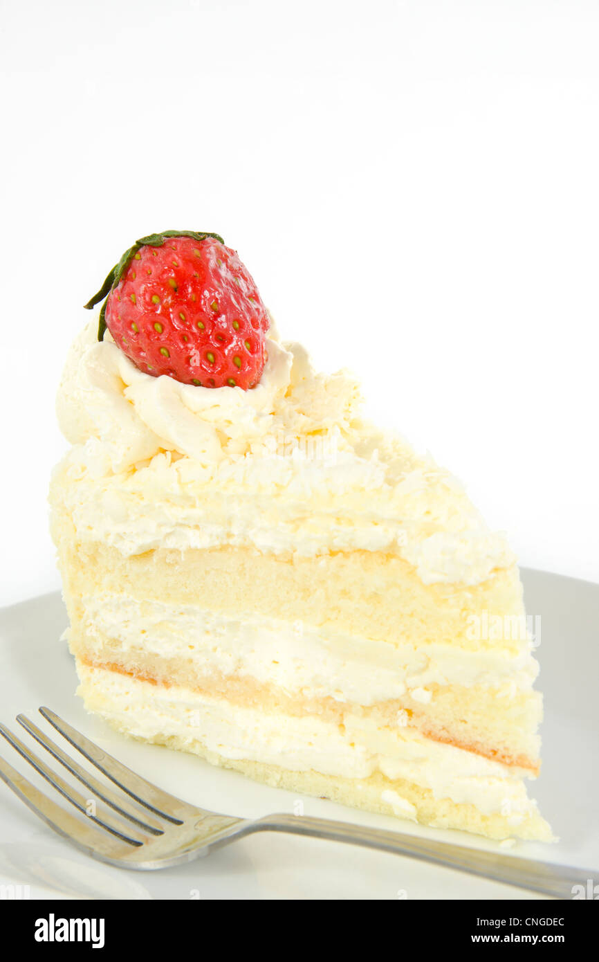 Délicieux gâteau vanille fraise avec décorer sur le dessus Banque D'Images