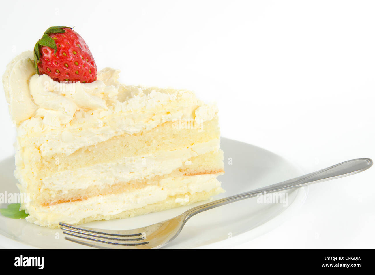 Délicieux gâteau vanille fraise avec décorer sur le dessus Banque D'Images