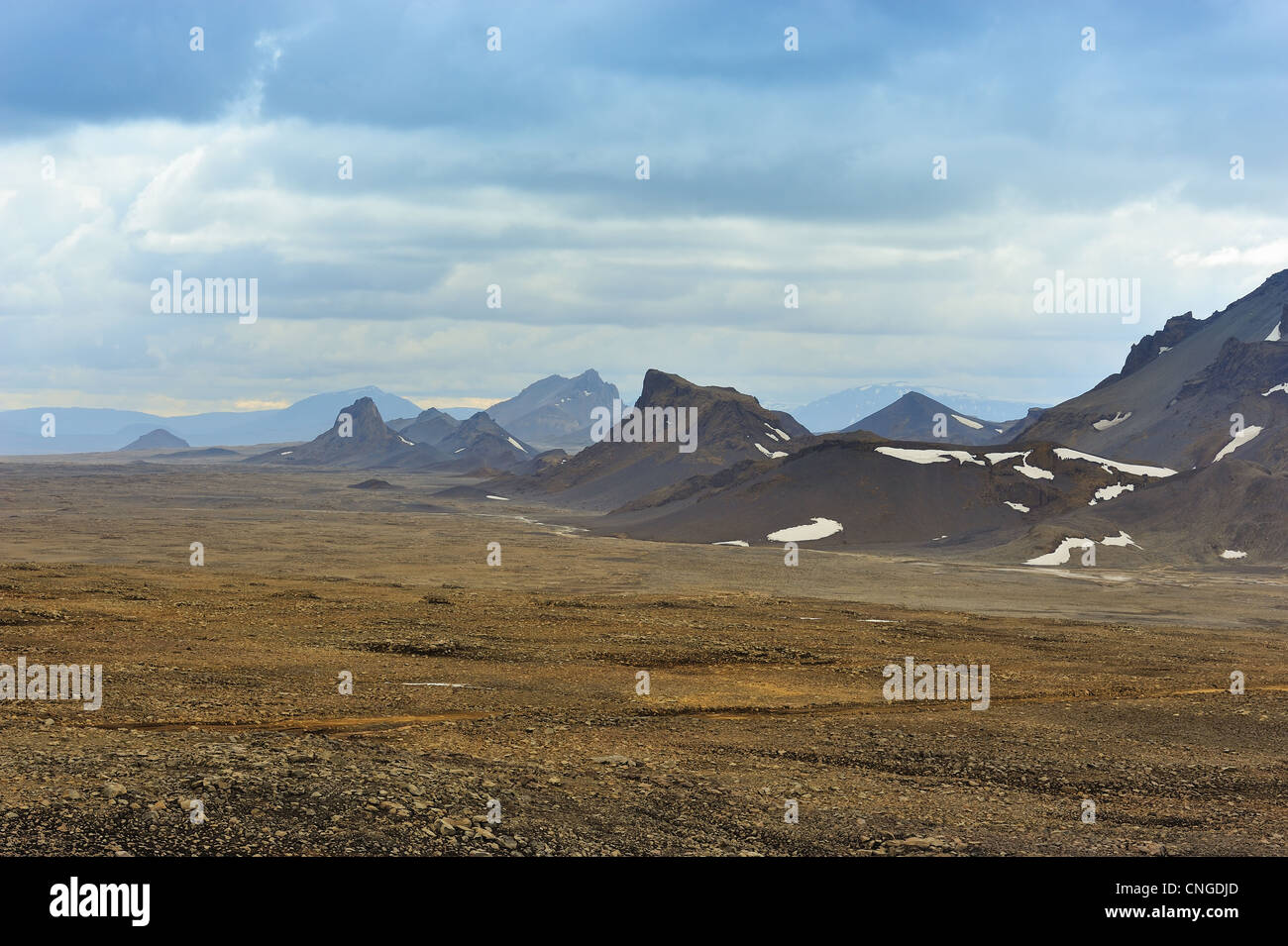 Montagnes près de glacier de Langjökull, Islande Banque D'Images