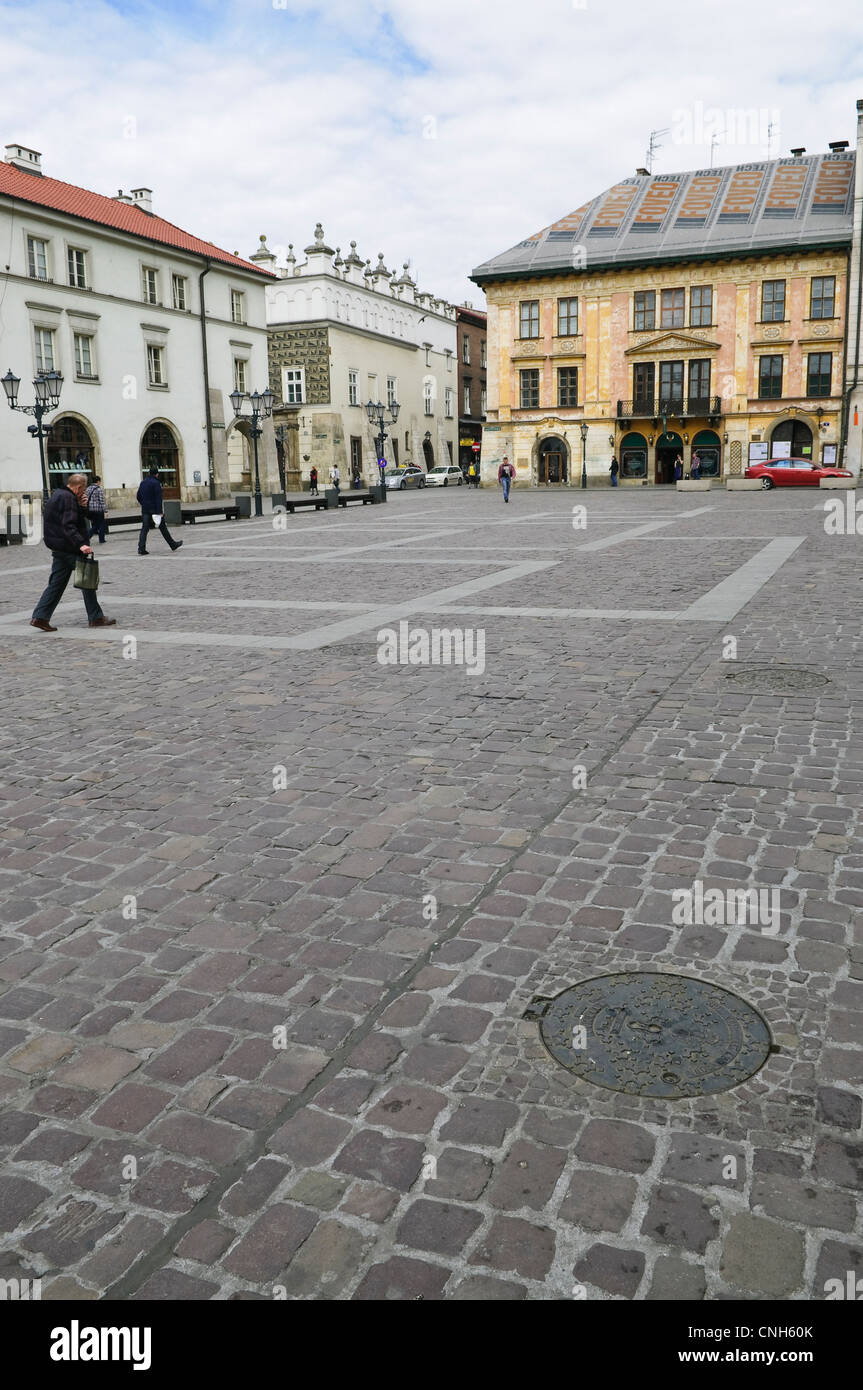 Peu de place du marché, le quartier de la vieille ville, Cracovie, Pologne. Cracovie Banque D'Images