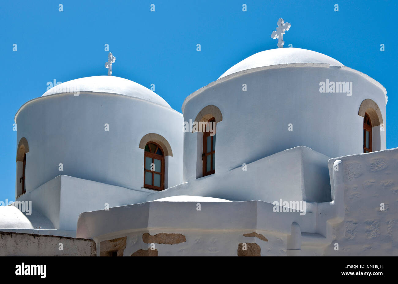 L'Europe la Grèce, Îles du Dodécanèse, Patmos, l'église de Saint John dans le village de Skala Banque D'Images