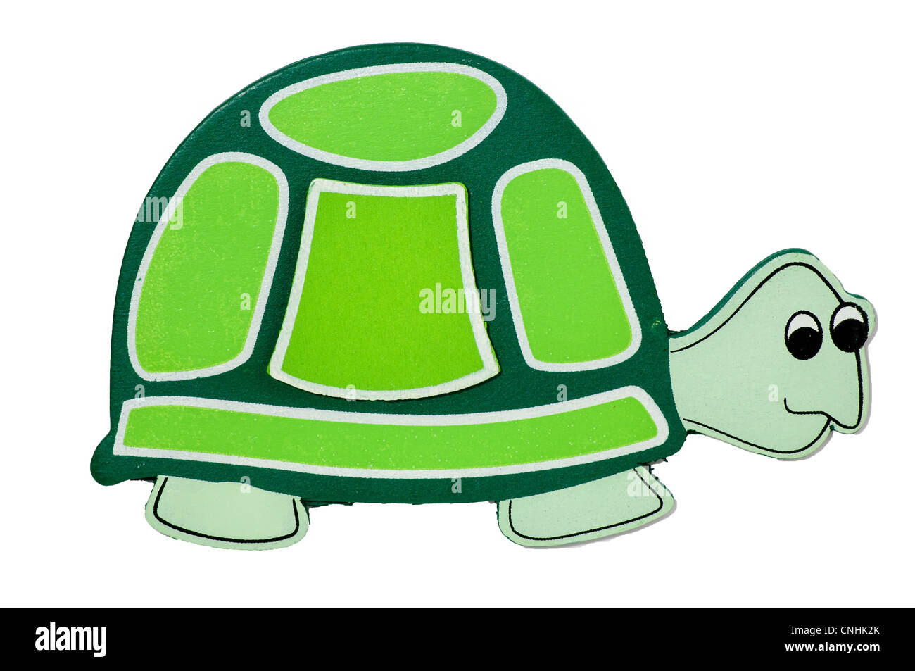 Close up of a Green turtle jouet sur un fond blanc Banque D'Images
