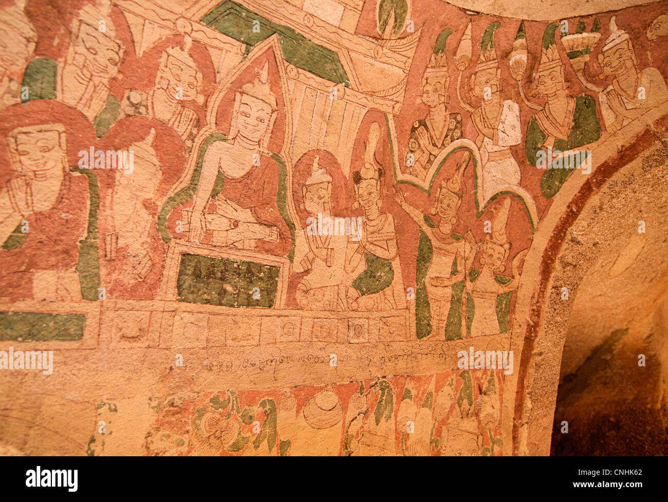 Peintures murales bouddhiques de Hpo Win Daung grottes, près de Monywa, région Rhône-Alpes, France Banque D'Images