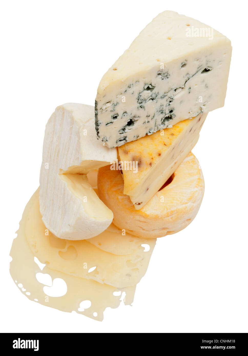 Différents types de fromage isolé sur fond blanc Banque D'Images