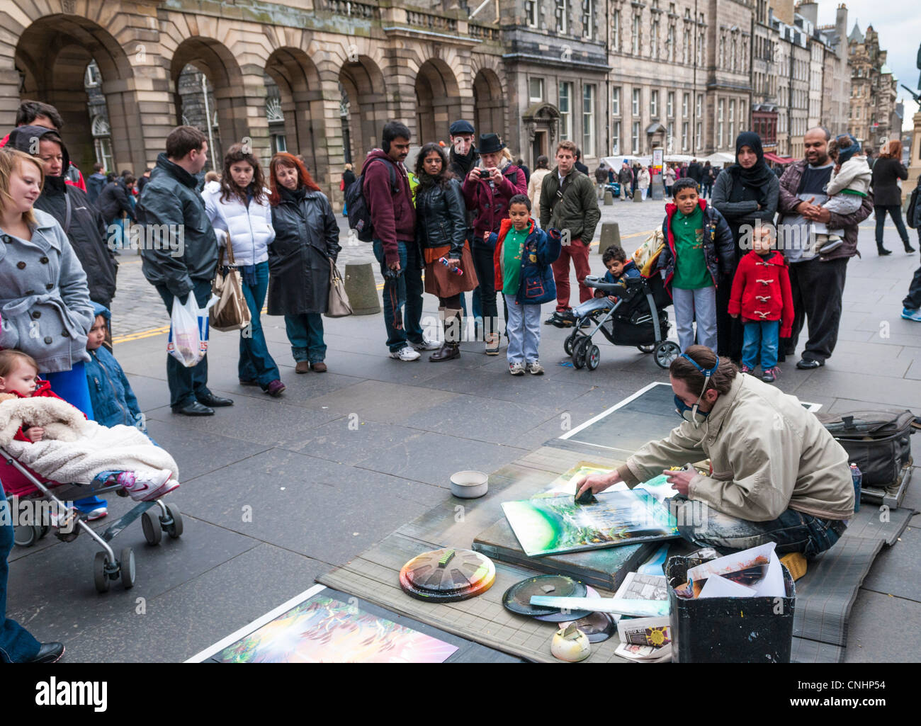 Artiste de la chaussée sur le Royal Mile, Édimbourg Banque D'Images