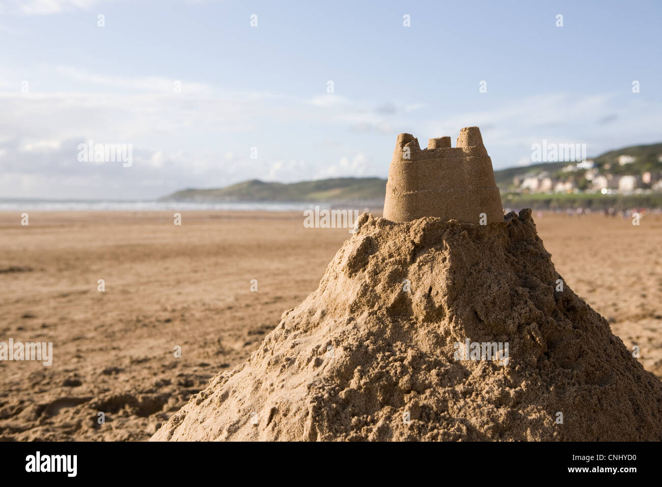 Château de sable sur une plage Banque D'Images