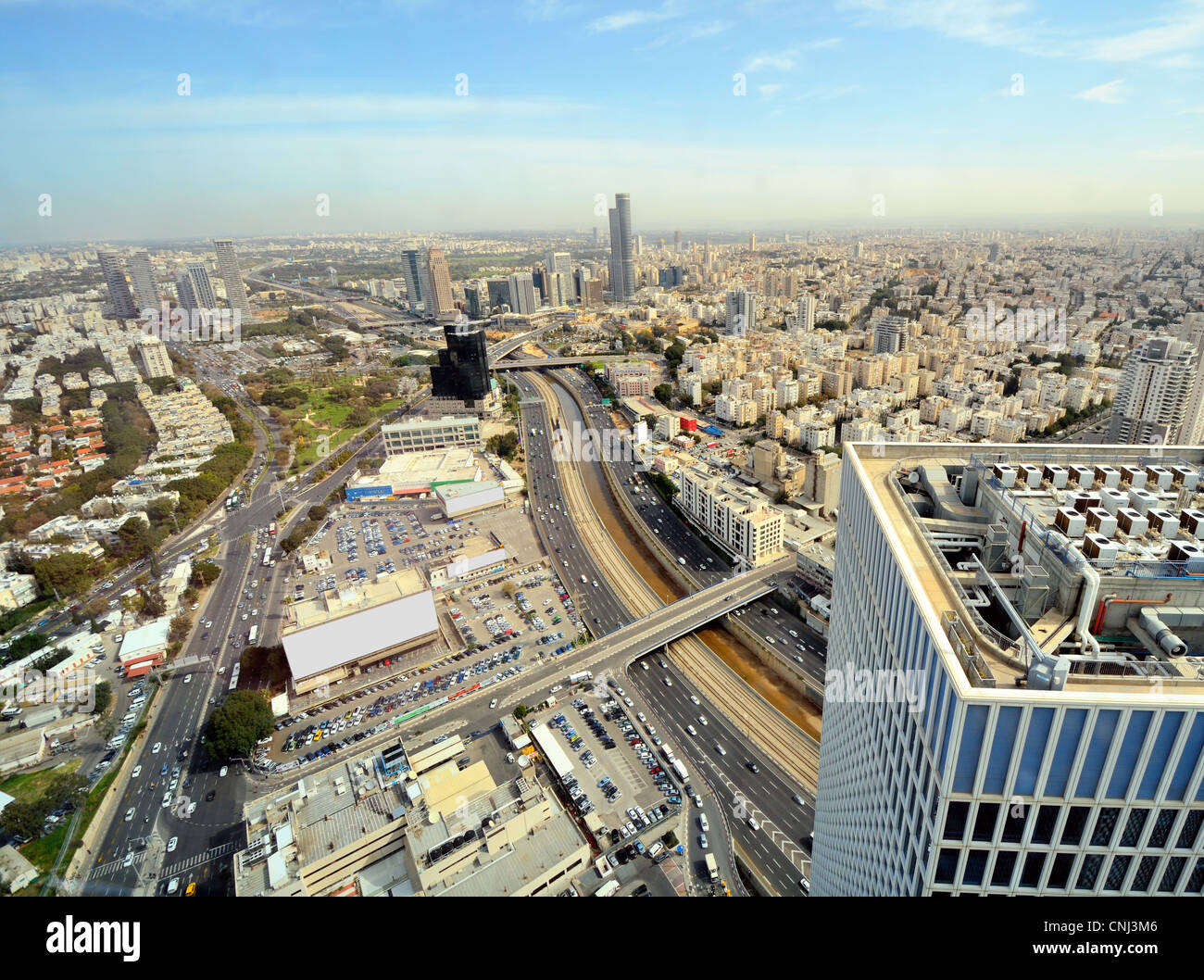 Aerial skyline de Tel Aviv, Israël. Banque D'Images