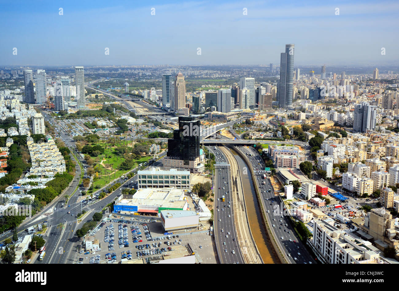 Aerial skyline de Tel Aviv, Israël. Banque D'Images
