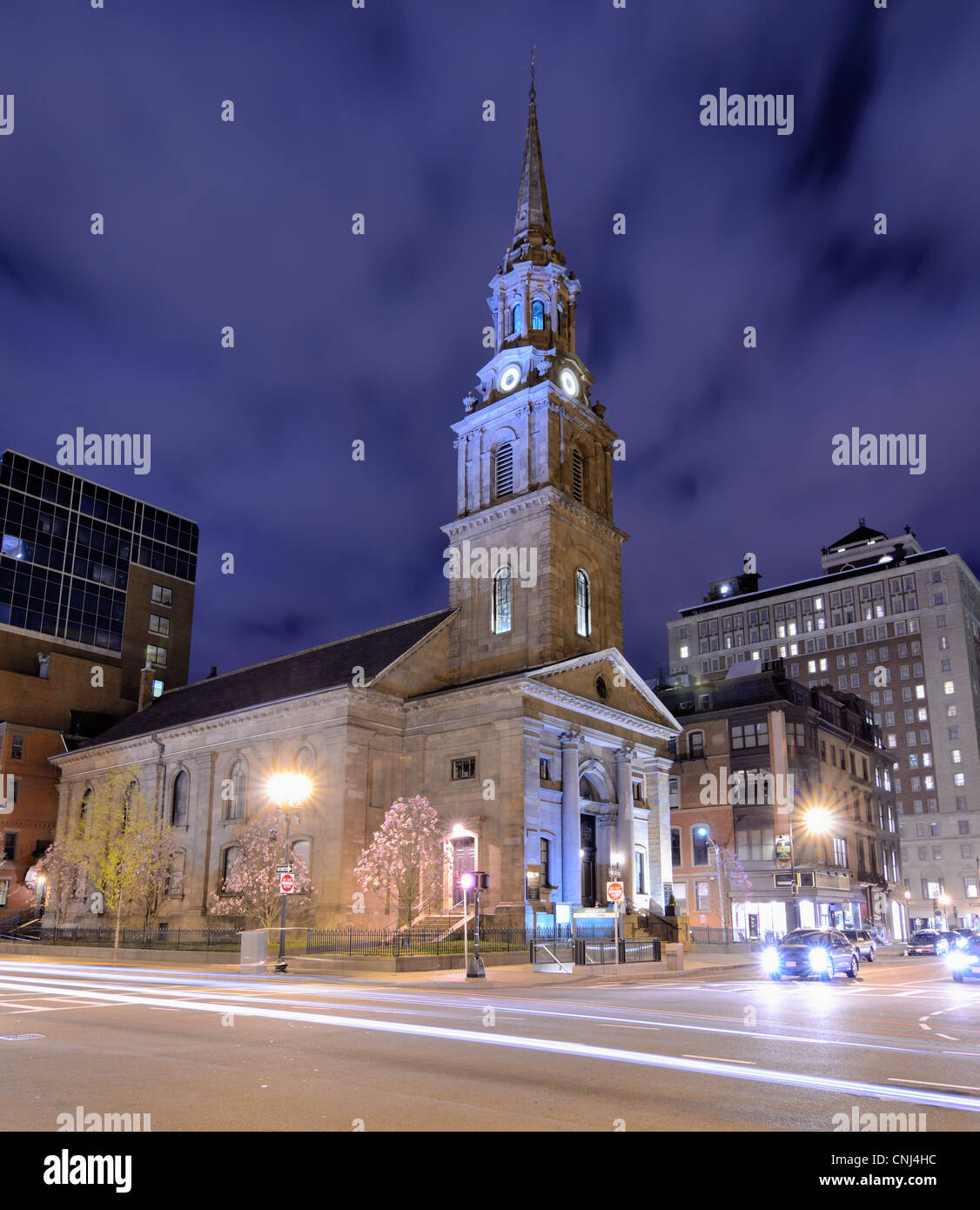 Arlington Street Church de Boston, Massachusetts. Le bâtiment actuel a été achevé en 1861. Banque D'Images