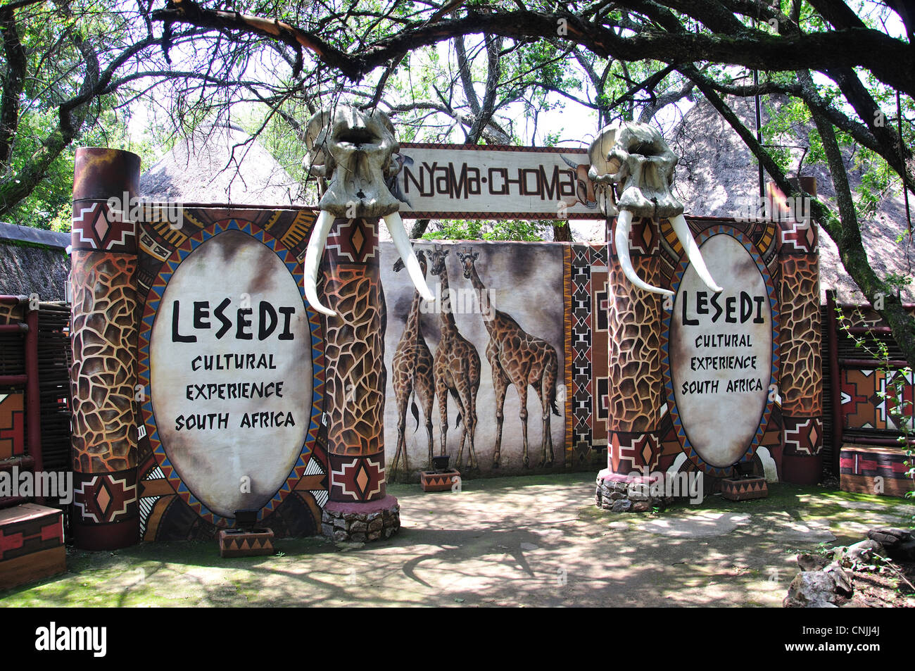 Entrée de Nyama Choma fête africaine à Lesedi African Cultural Village, Broederstroom, Johannesburg, Gauteng, Afrique du Sud Banque D'Images