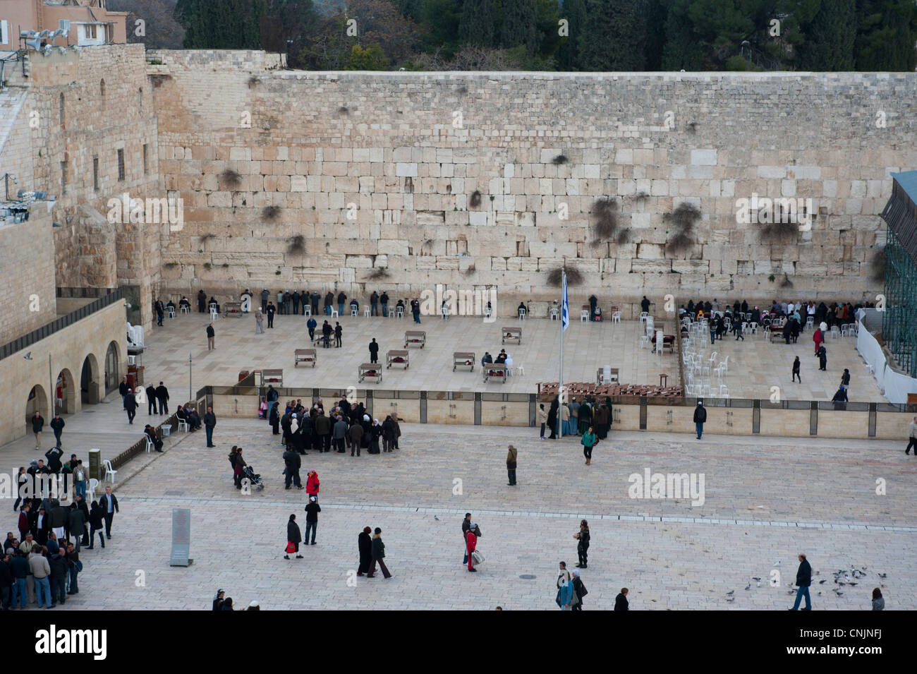 Moyen Orient Israël le vieux Jérusalem - le Mur occidental, Mur Occidental ou Kotel -juifs religieux prier sur ce site saint Banque D'Images