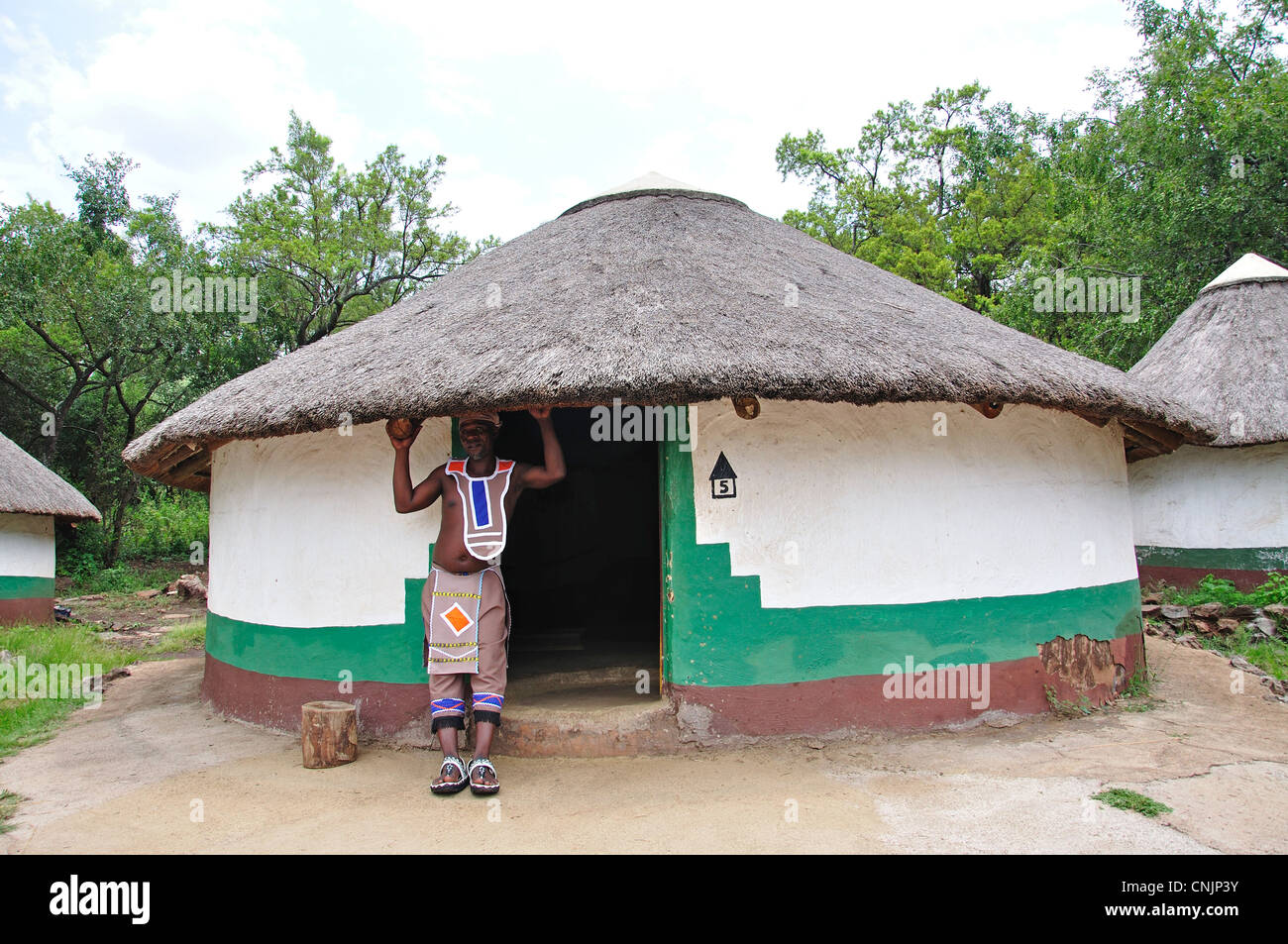 Village Xhosa, Lesedi Cultural Village africain, Broederstroom, Johannesburg, la Province de Gauteng, Afrique du Sud Banque D'Images