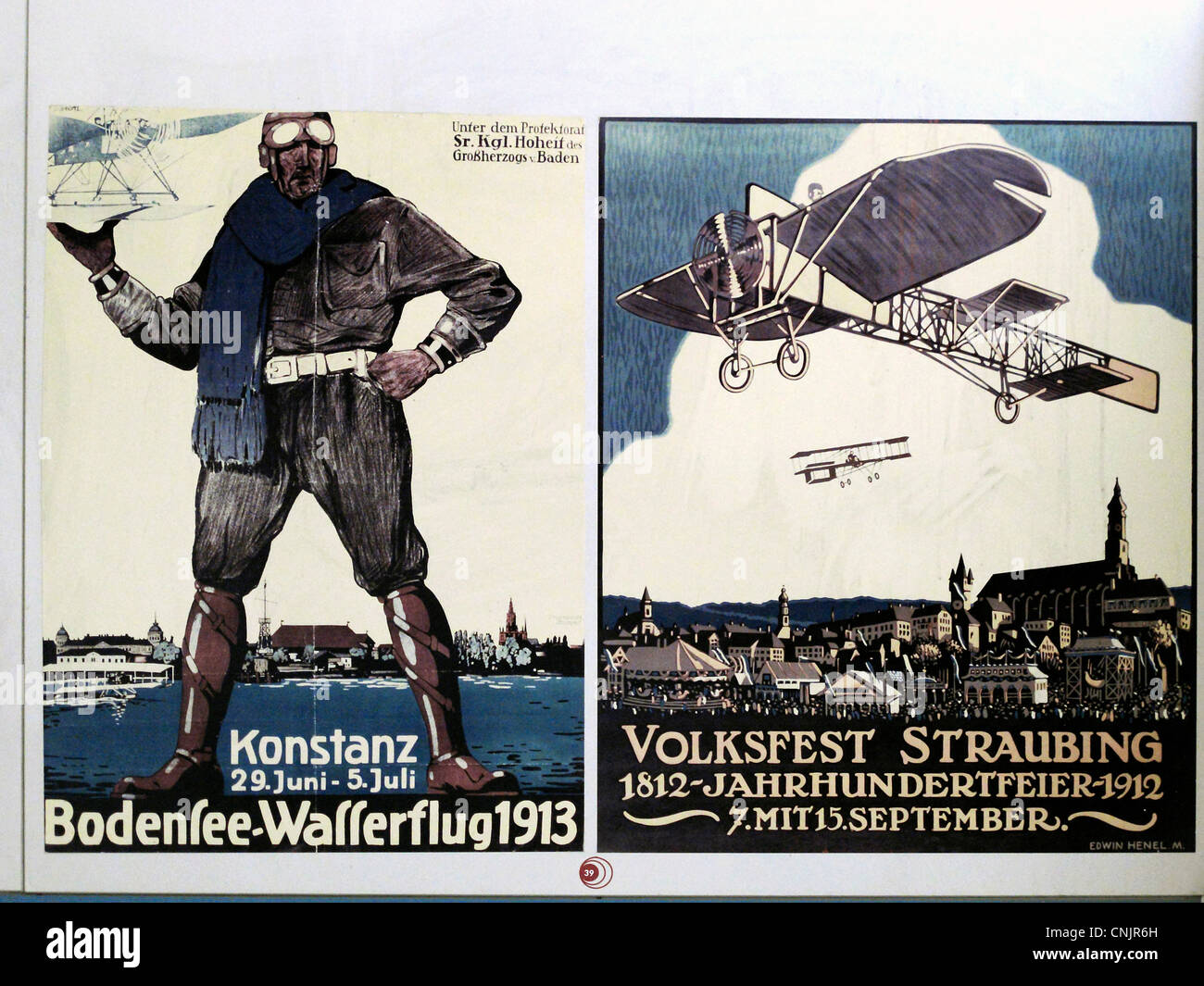 Affiche du festival allemand et gens de vol Straubing Allemagne Munich Musée Allemand Deutsches Museum Banque D'Images