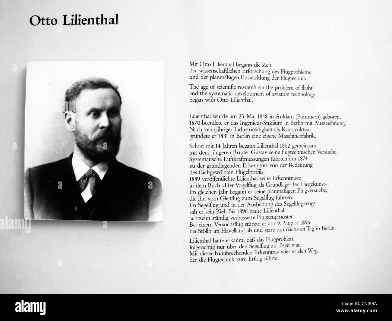 Pionnier de l'aviation allemand Otto Lilienthal Banque D'Images