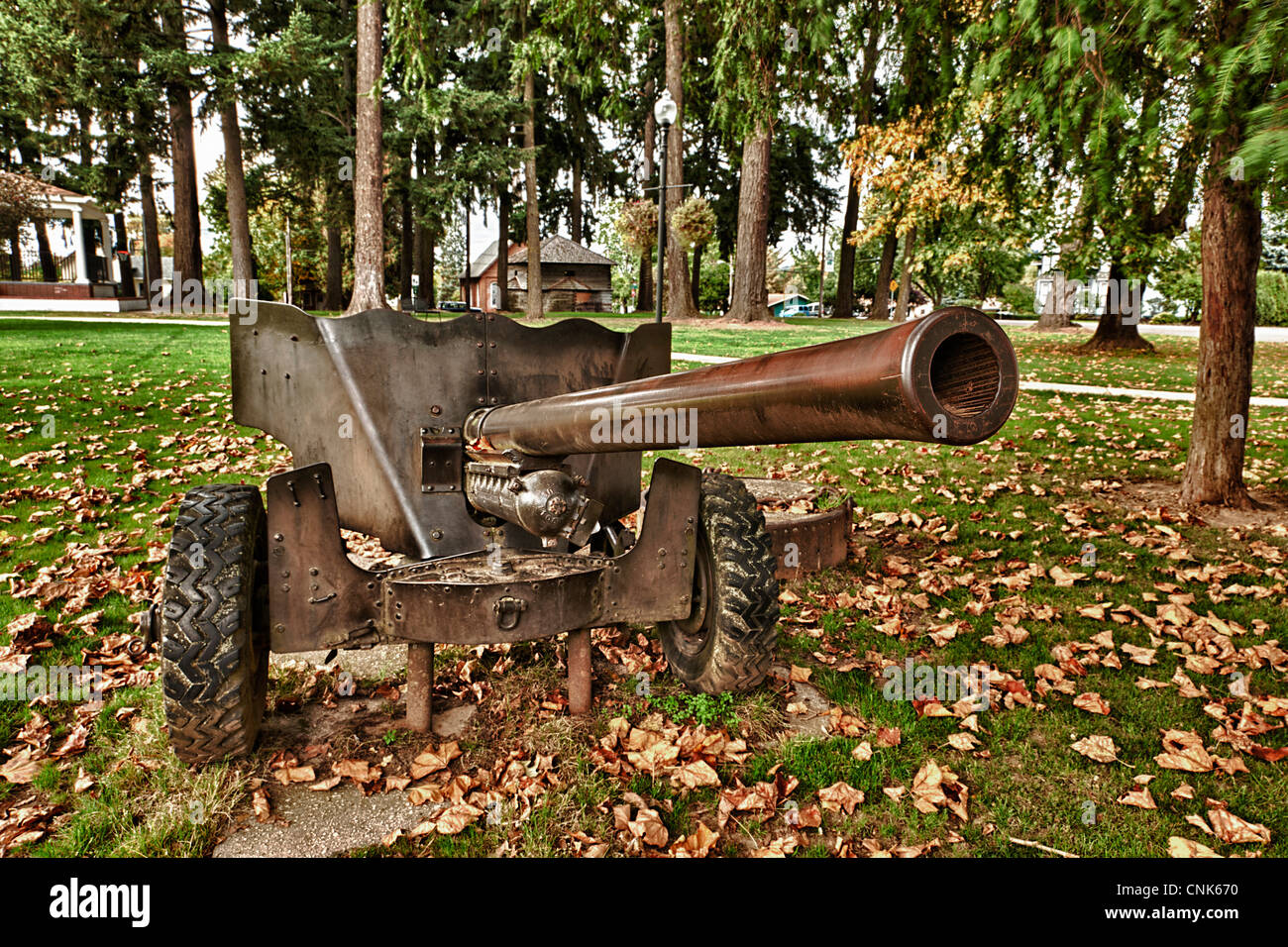 USA, Ohio, Dayton, 57mm canon antichar dans city park. Banque D'Images