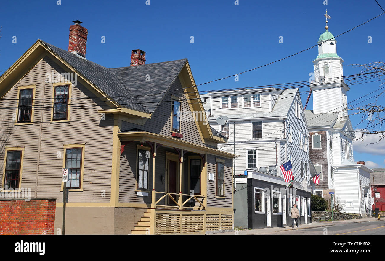 Une rue à Newport, Rhode Island Banque D'Images