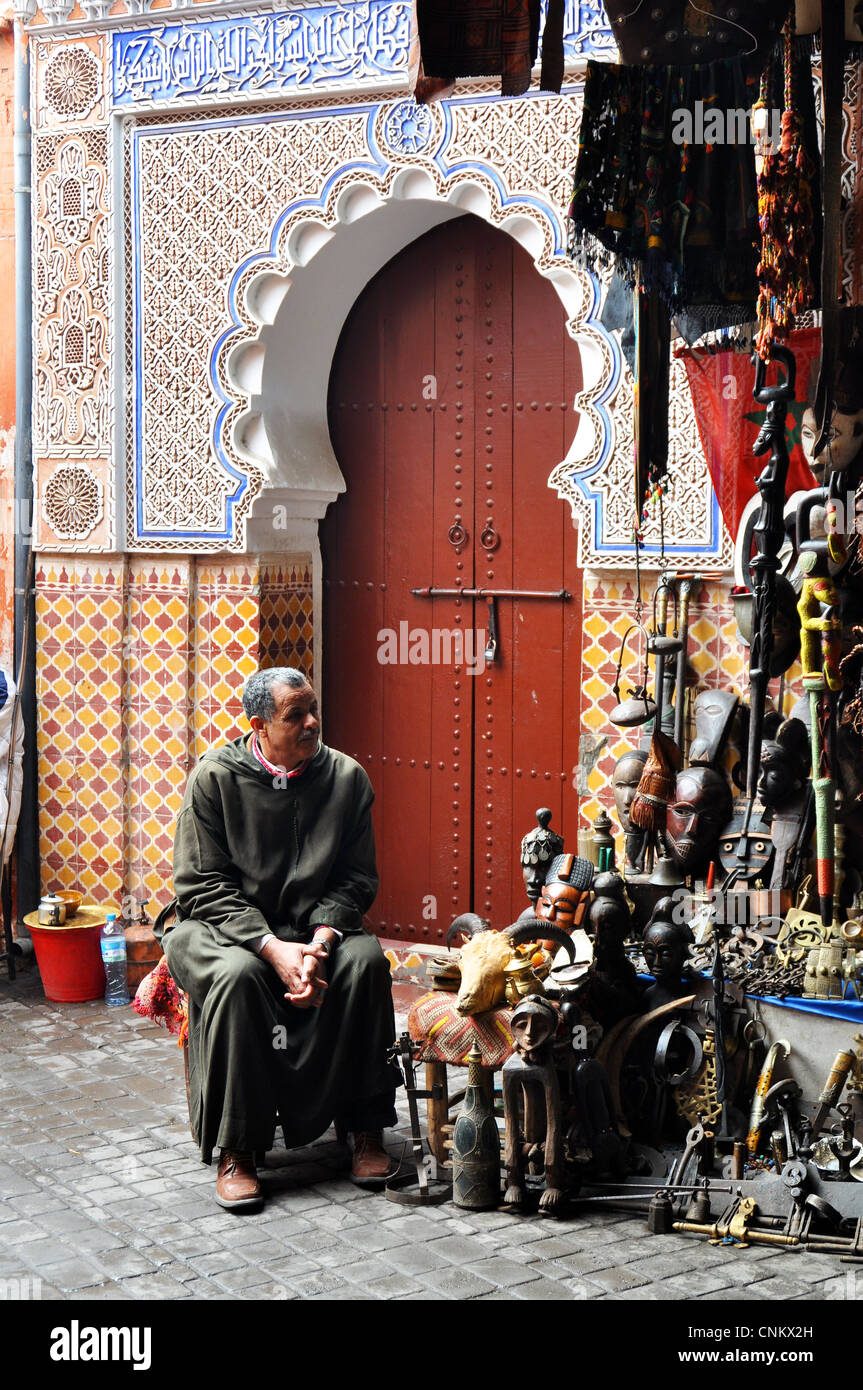 Blocage de la rue de la Médina Marrakech Maroc Banque D'Images
