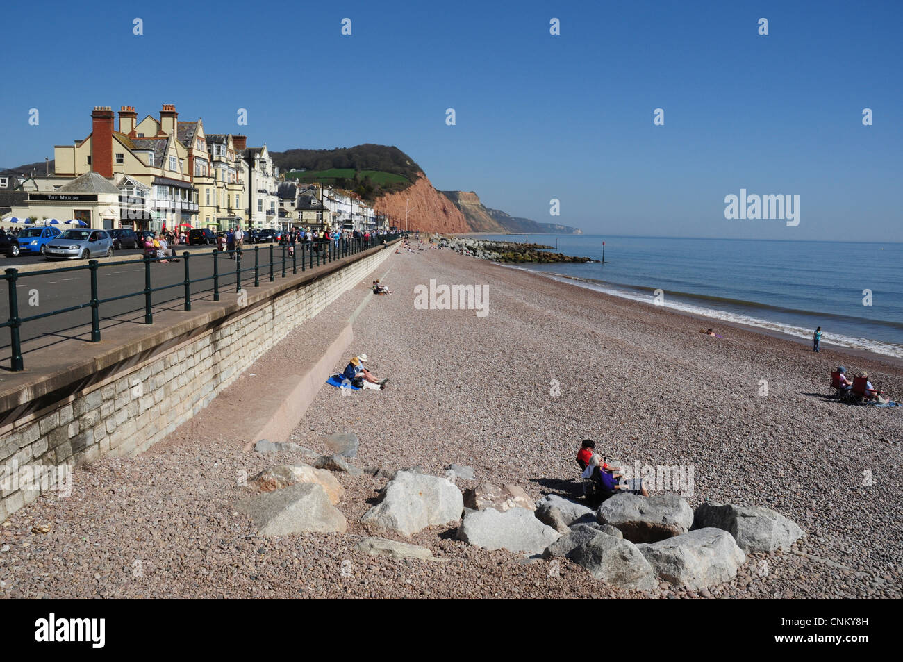 Plage et les vacanciers, Greenbottom, Devon, England, UK Banque D'Images