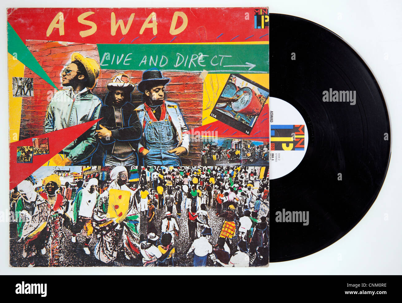 Couvrir d'un disque vinyle 'Aswad Live et direct' 1983 parution sur Island Records Banque D'Images