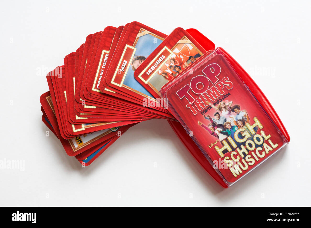 Cartes Top Trumps - Disney's High School Musical isolé sur fond blanc Banque D'Images