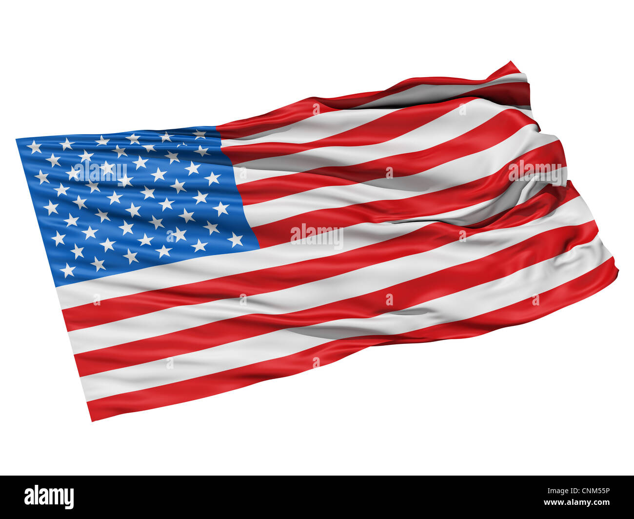 3D réalistes USA(United States) drapeaux dans le vent. Banque D'Images