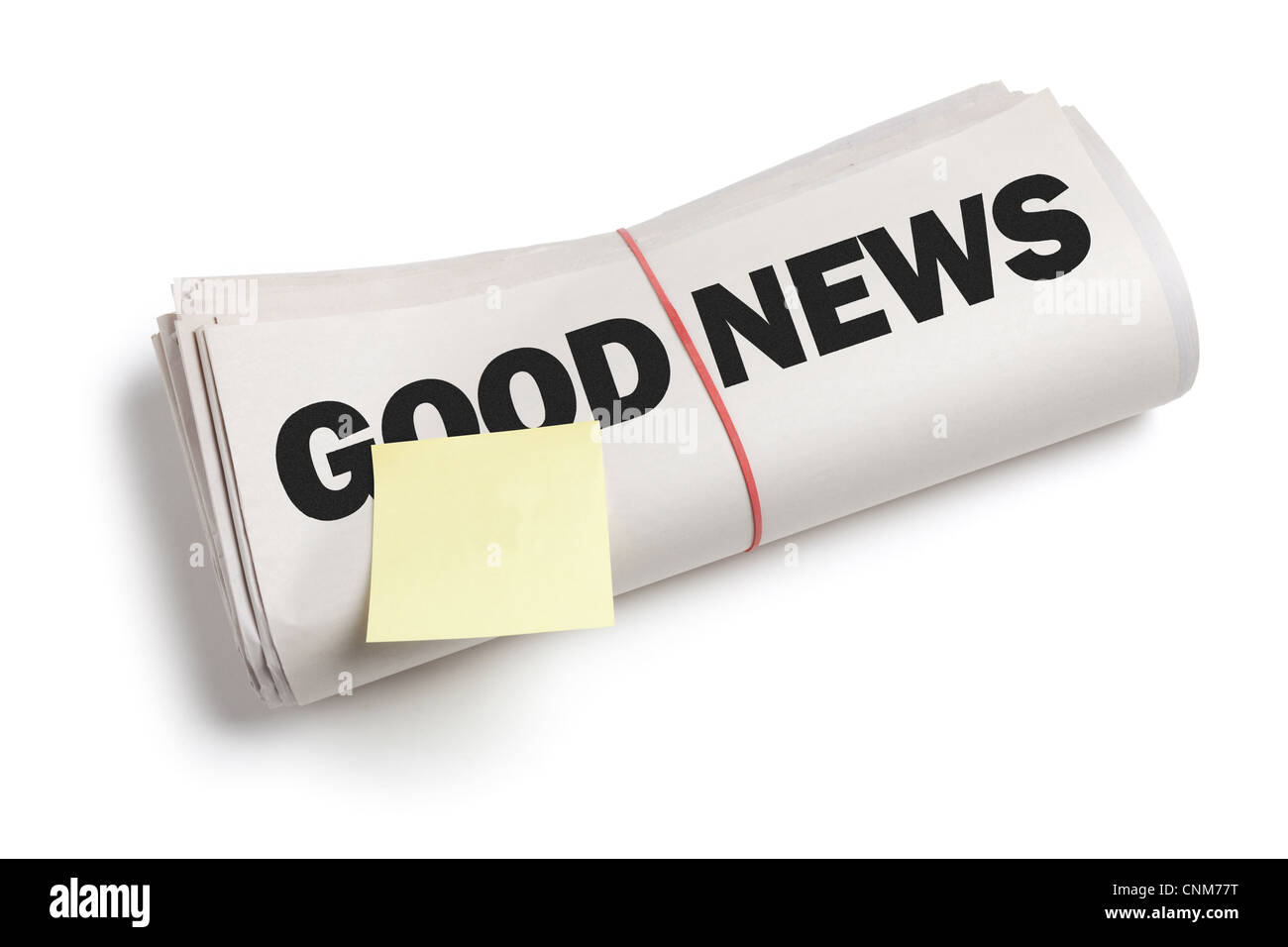 Bonne nouvelle et Sticky note avec fond blanc Banque D'Images Bonne nouvelle et Sticky note avec fond blanc Banque D'Images