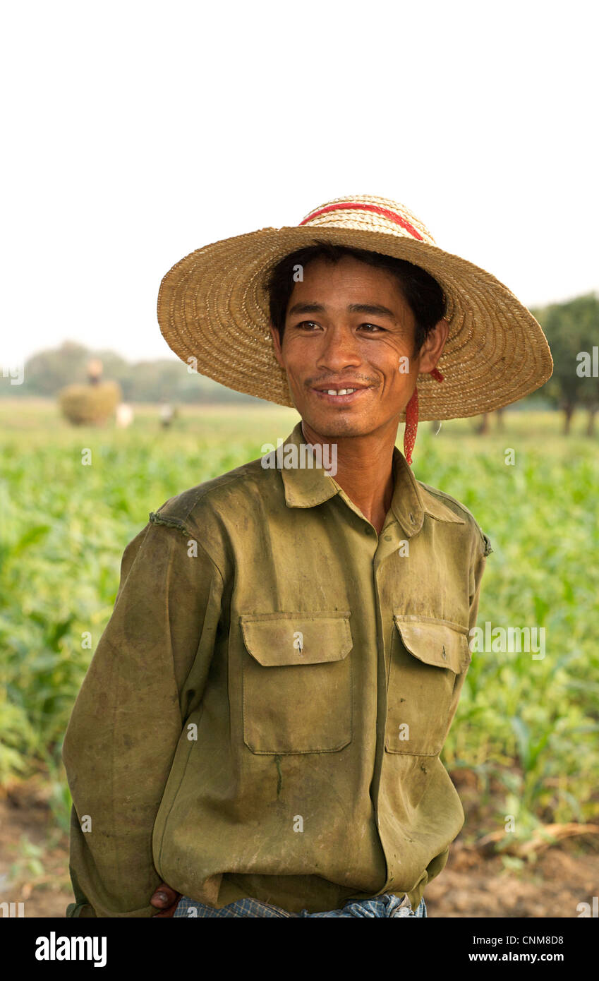 Fermier birman, près de Mandalay, Birmanie. Myanmar Banque D'Images
