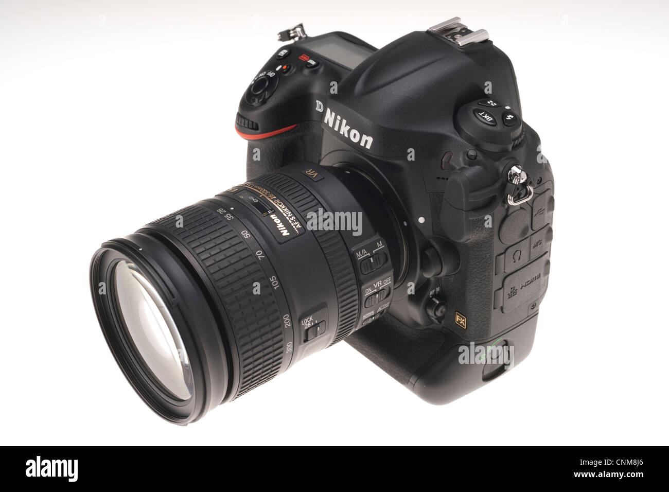 Le matériel photographique - Nikon D4 avec objectif zoom 28-300 mm. Banque D'Images
