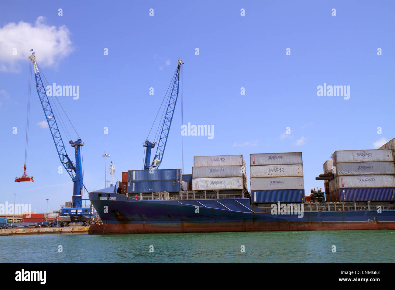 Miami Florida,Biscayne Bay,Port de Miami,Dodge Island,cargo container,grues,Seaboard,bateau,FL120331182 Banque D'Images