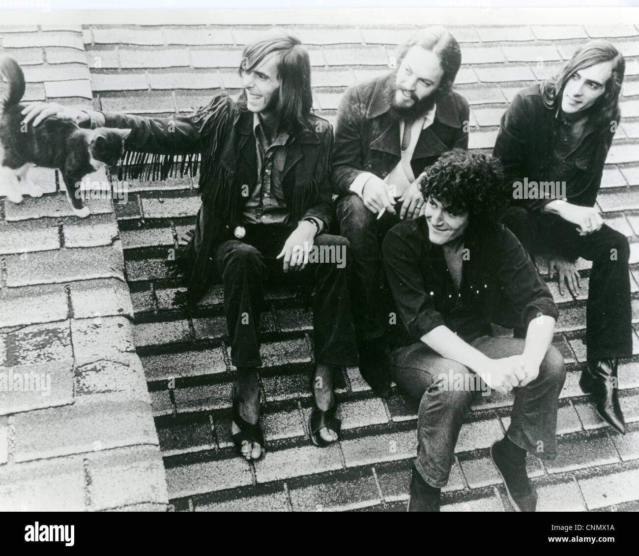 QUICKSILVER MESSENGER SERVICE photo de promotion de groupe rock américain vers 1969. Voir la description ci-dessous pour les noms Banque D'Images