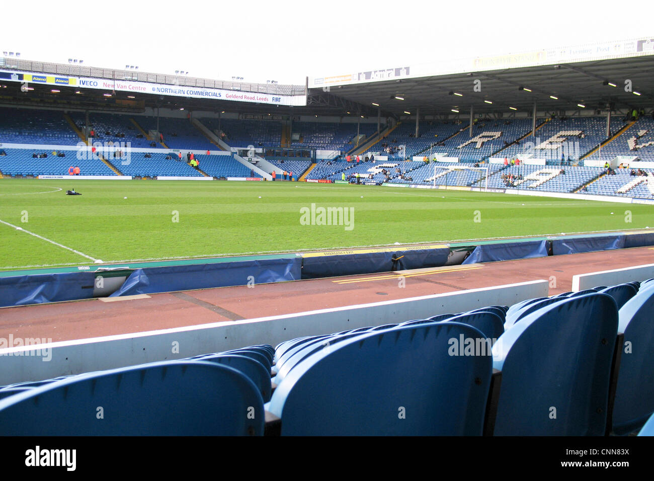 Un terrain vide et de se présenter à la Leeds United Football Club - Elland Road Banque D'Images