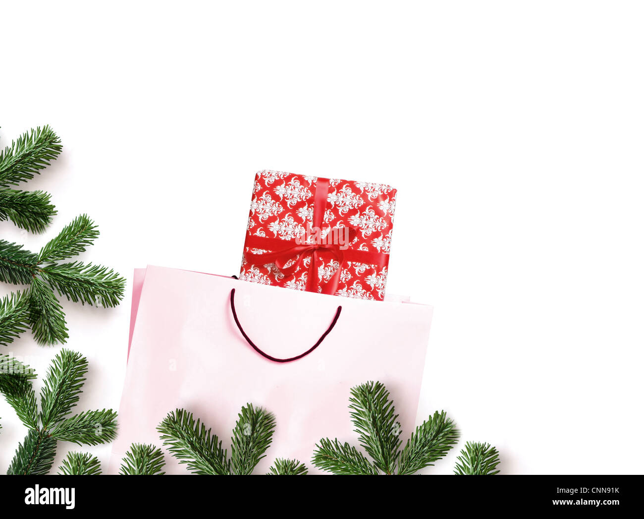 Vente d'un sac et un cadeau de Noël Banque D'Images