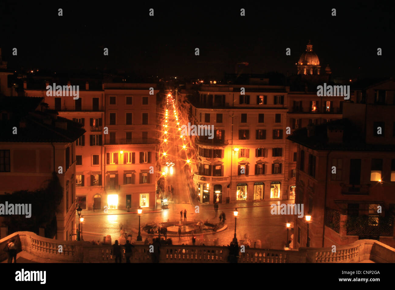 Une nuit sur Trinità dei Monti Banque D'Images