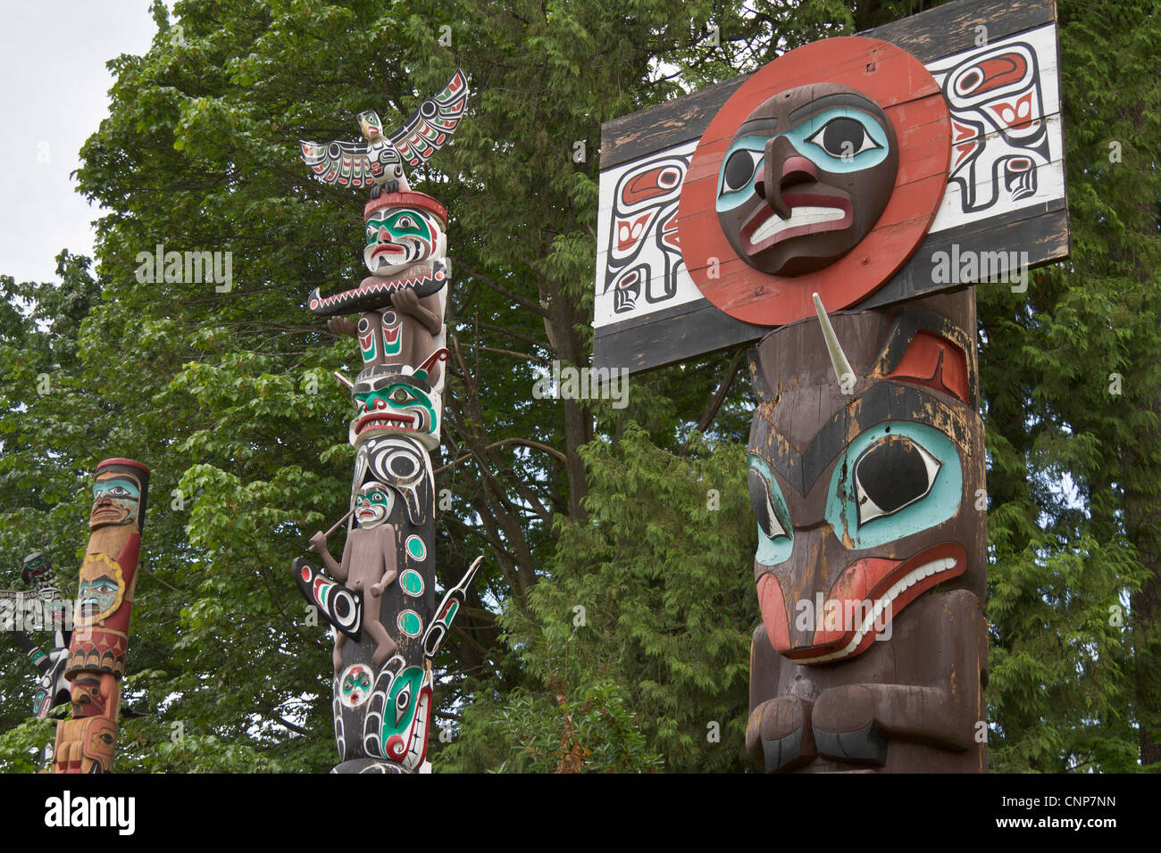 Les totems, Stanley Park, Vancouver, British Columbia, Canada Banque D'Images