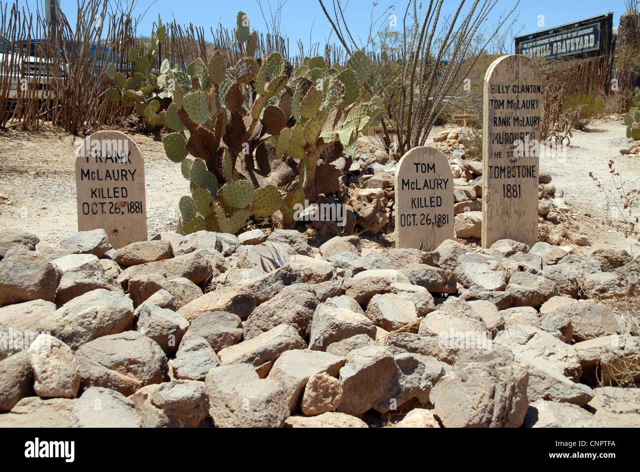 Pierre tombale de Boothill Cemetery, Tombstone, en Arizona Banque D'Images