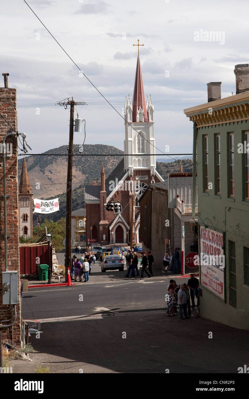 Saint Mary's dans les montagnes Église catholique, Virginia City, Nevada, USA Banque D'Images