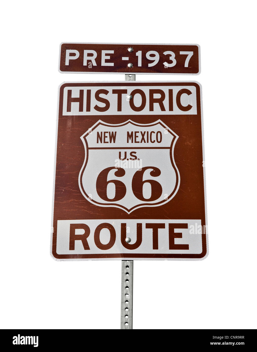 L'historique Route 66 Nouveau Mexique signe isolé. Pre-1937. Banque D'Images