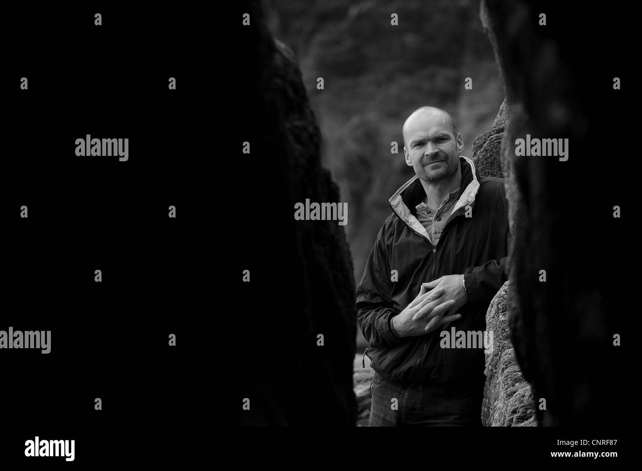 Diffuseur plat, explorateur et biologiste marin, Monty Halls. Banque D'Images