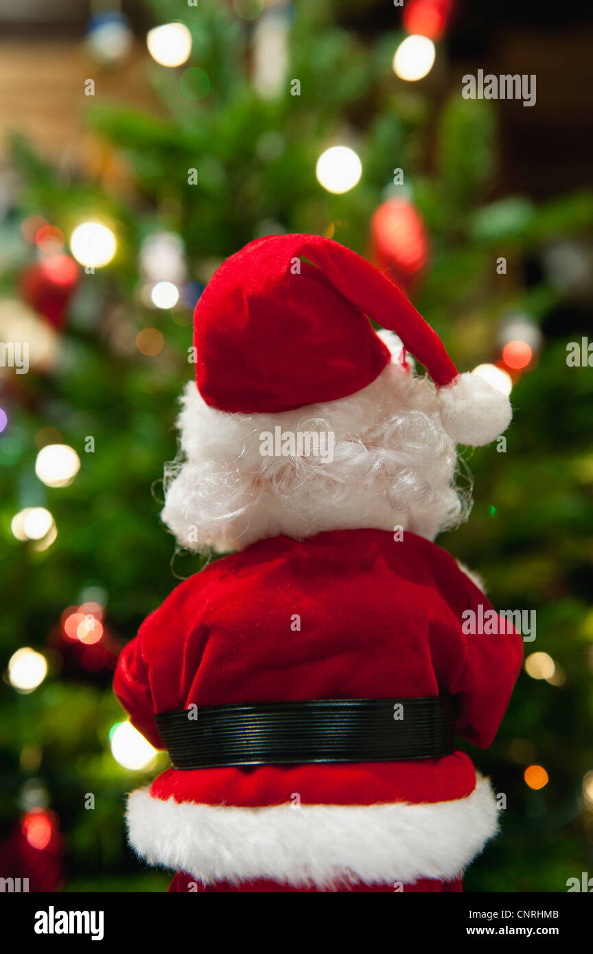 Santa Claus Noël décoration, vue arrière Banque D'Images