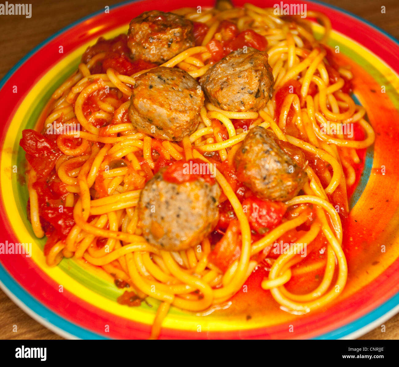 Spaghetti et boulettes de viande, gras, aliments cuillère London, England, UK Banque D'Images