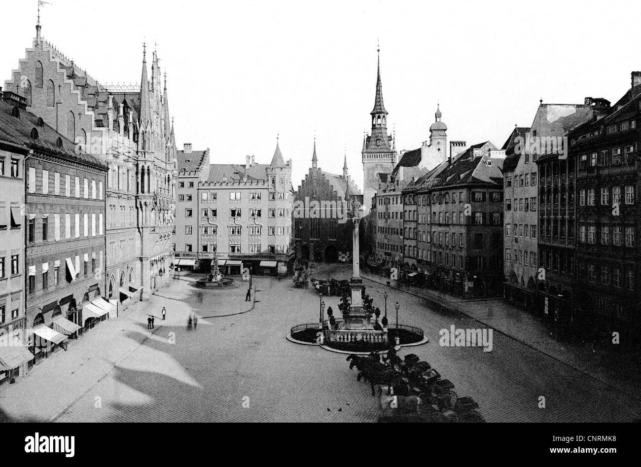 Géographie / Voyage, Allemagne, Munich, Marienplatz, hôtel de ville, carte de cabinet, vers 1887, droits supplémentaires-Clearences-non disponible Banque D'Images