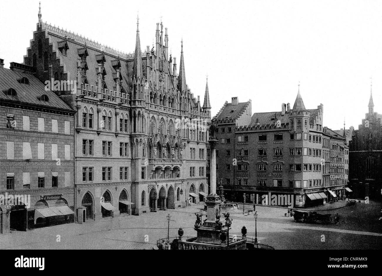 Géographie / Voyage, Allemagne, Munich, Marienplatz, hôtel de ville, carte de cabinet, vers 1891, droits supplémentaires-Clearences-non disponible Banque D'Images