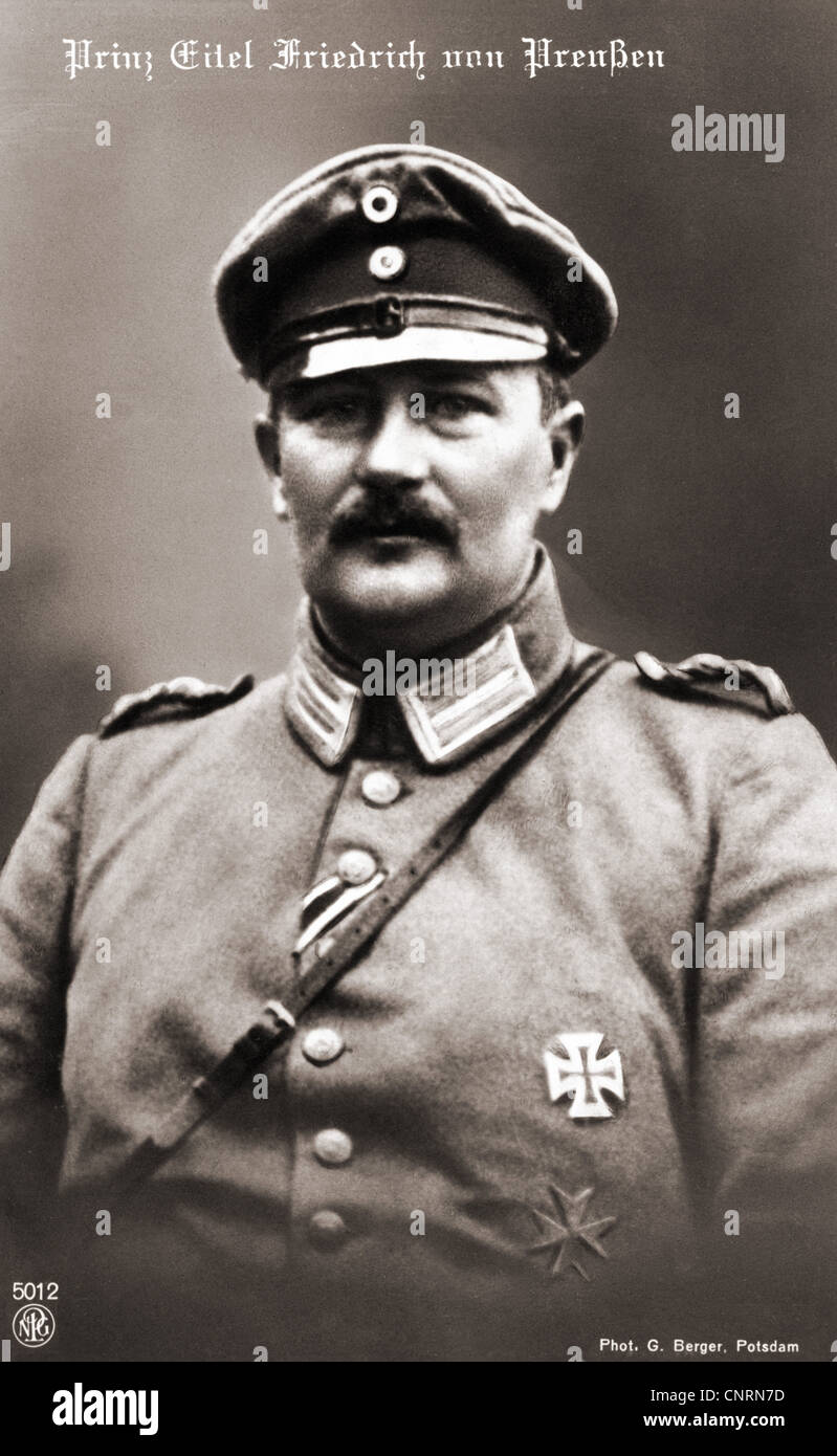 Eitel Friedrich, 7.7.1883 - 8.12.1942, Prince de Prusse, général prussien, commandant de la 1ère Brigade de gardes 1914 - 1915, portrait, carte postale, G. Berger, Potsdam, 1915, Banque D'Images