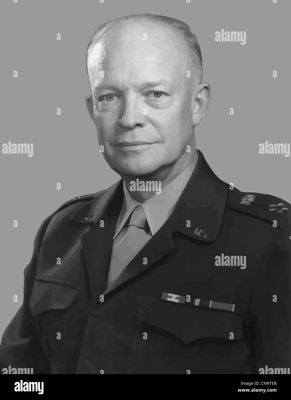 Vecteur restaurés numériquement portrait de Dwight D. Eisenhower. Banque D'Images