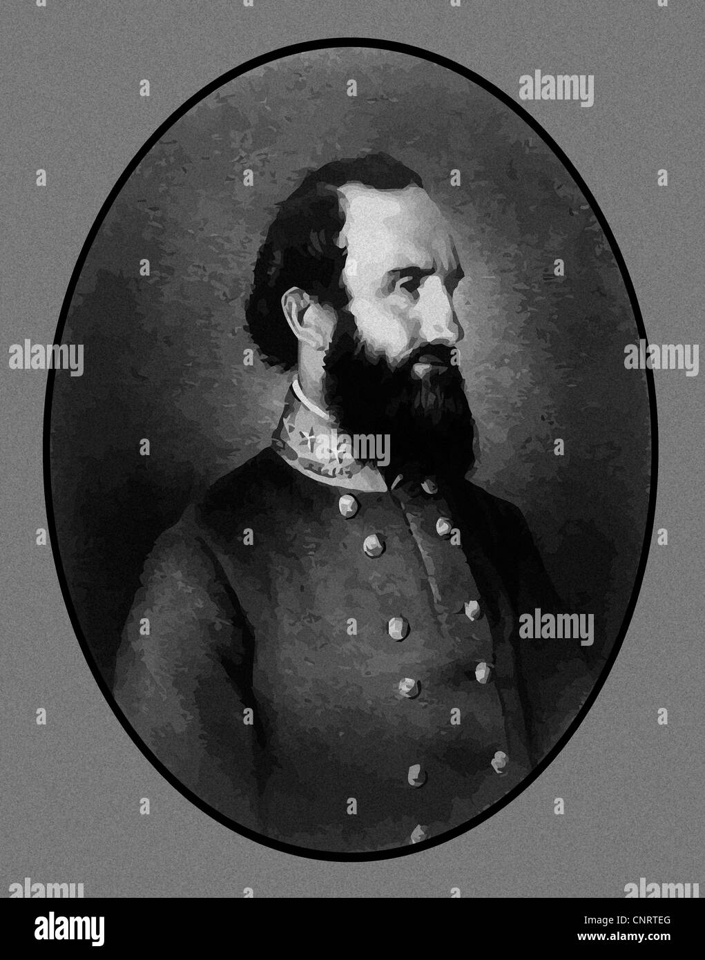 Vecteur restaurés numériquement portrait du général Thomas Jonathan Stonewall Jackson. Banque D'Images