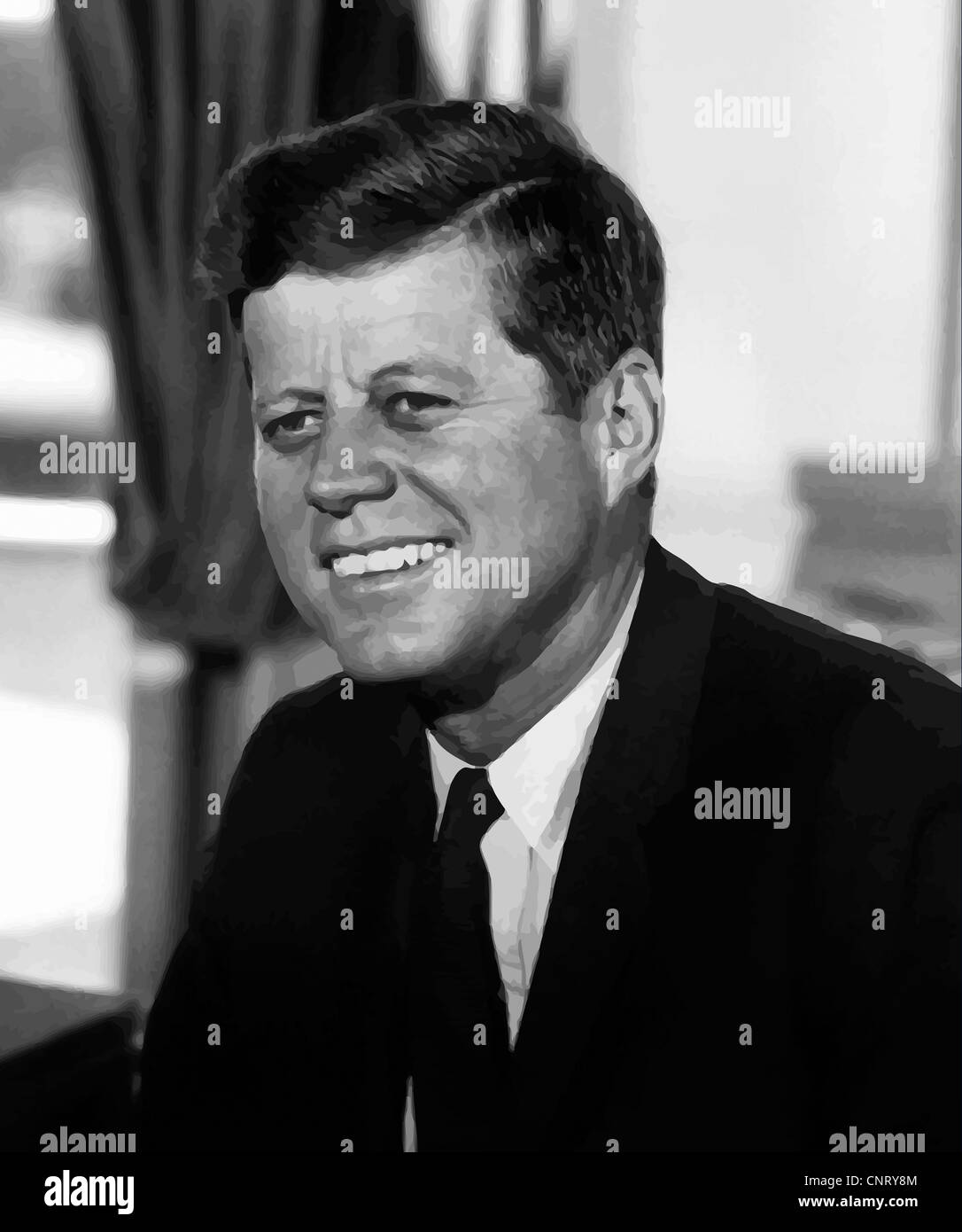 Vecteur restaurés numériquement portrait de John F. Kennedy. Banque D'Images