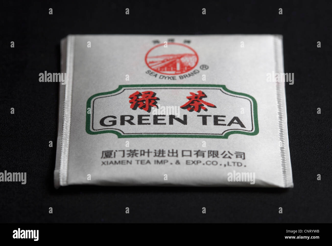 Sachet de thé vert Banque D'Images