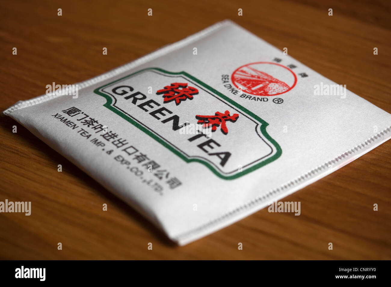 Sachet de thé vert Banque D'Images