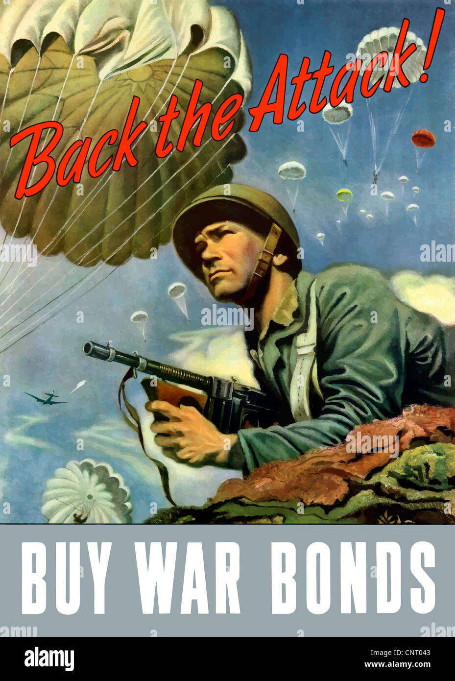 Affiches de guerre de propagande restaurés numériquement. Banque D'Images