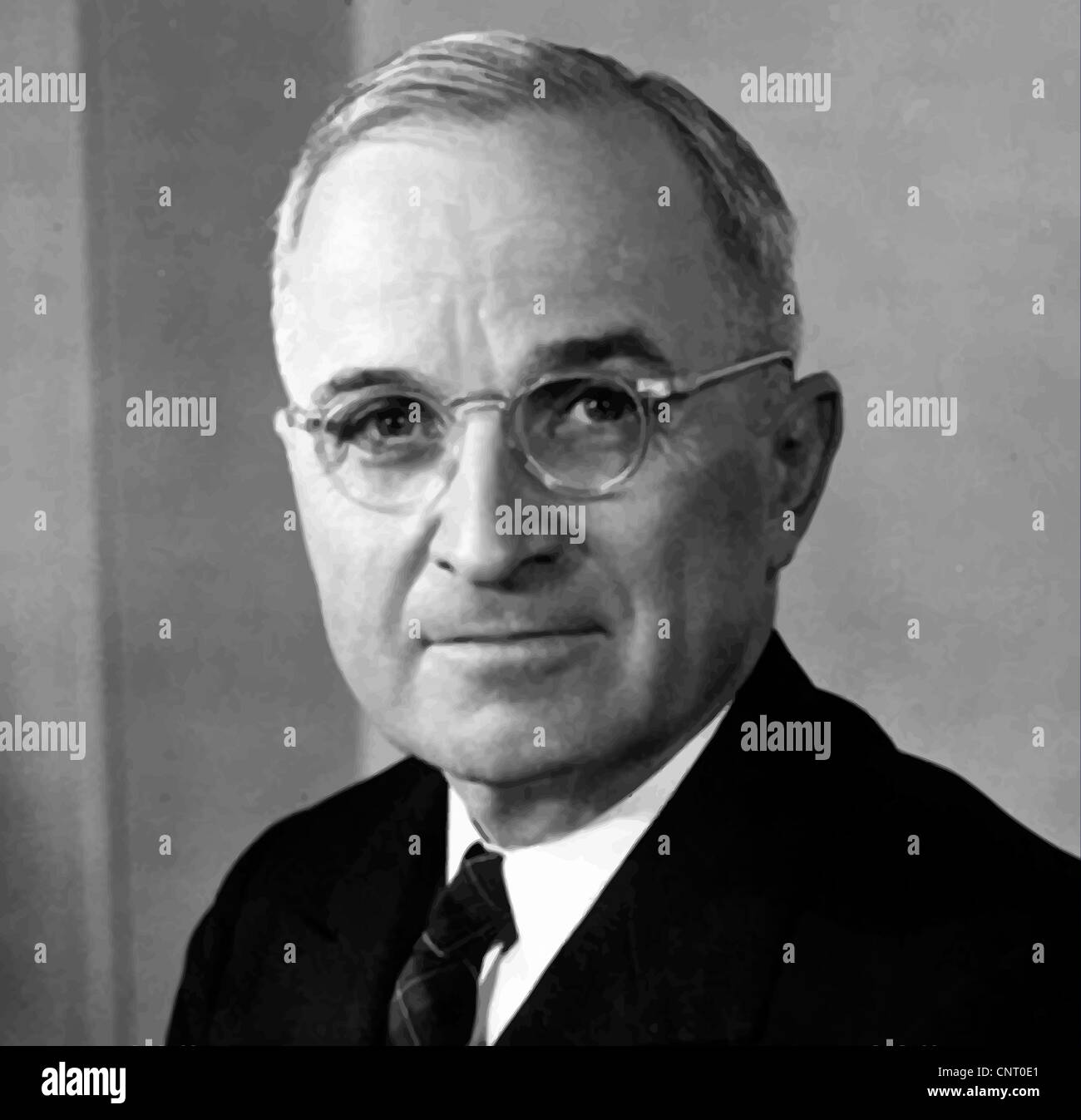 Vecteur restaurés numériquement portrait de Harry S. Truman. Banque D'Images